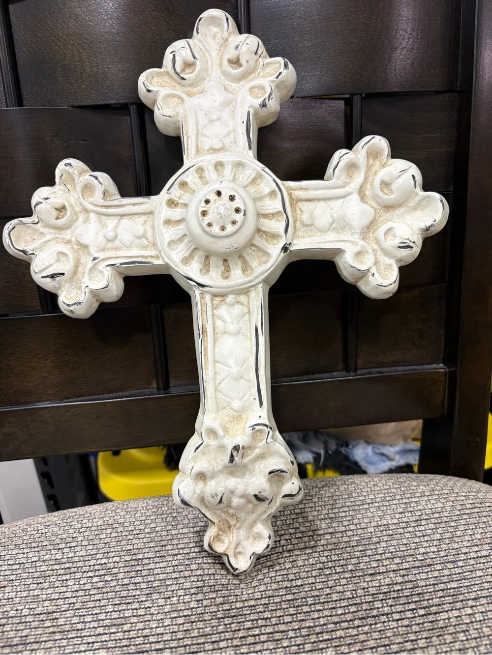 12x10” Distressed White Decorative Wall Cross - Brand Unspecified